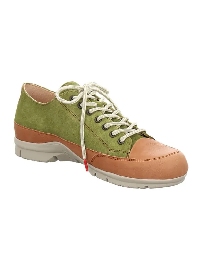 Leder-Schnürschuhe "King" in Grün/ Hellbraun>Think! New