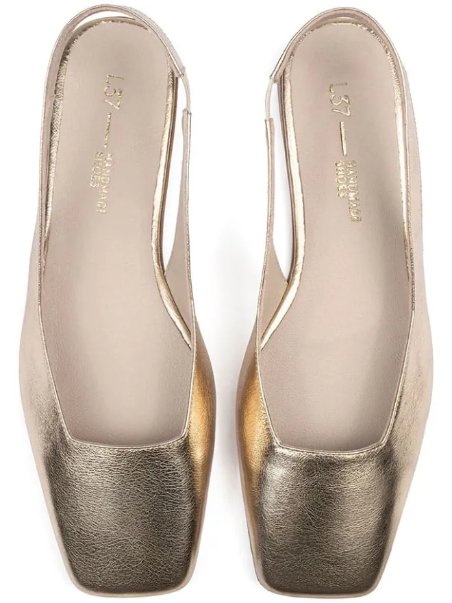 loft37 Ballerinas^Leder-Slingballerinas in Gold
