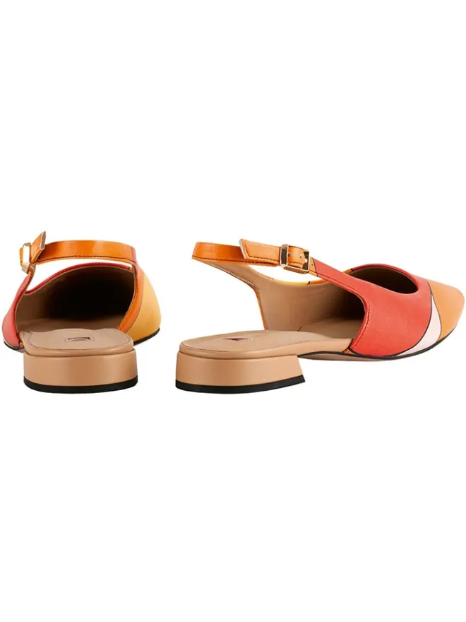 Leder-Slingballerinas in Rot/ Orange>Högl Discount