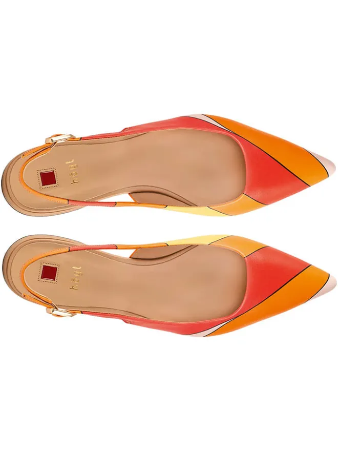 Leder-Slingballerinas in Rot/ Orange>Högl Discount