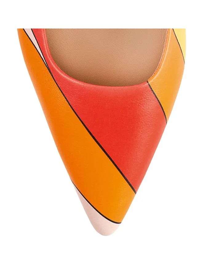 Leder-Slingballerinas in Rot/ Orange>Högl Discount