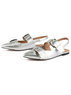 Leder-Slingballerinas in Silber>loft37 Sale