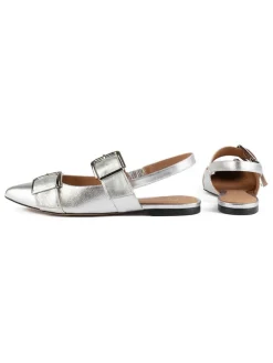 Leder-Slingballerinas in Silber><noscript><img width=