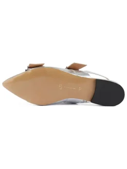 Leder-Slingballerinas in Silber><noscript><img width=