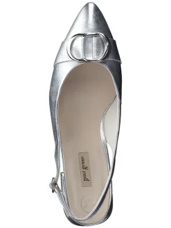 Paul Green Sandalen^Leder-Slingballerinas in Silber