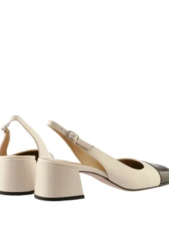 Högl Pumps^Leder-Slingpumps in Creme/ Schwarz