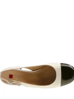 Högl Pumps^Leder-Slingpumps in Creme/ Schwarz