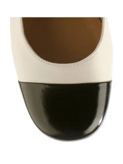 Högl Pumps^Leder-Slingpumps in Creme/ Schwarz