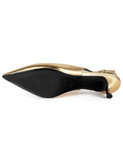 Leder-Slingpumps in Gold><noscript><img width=