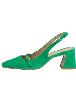 Leder-Slingpumps in Grün><noscript><img width=