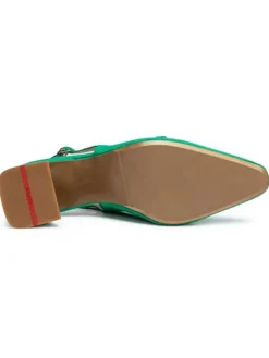 Leder-Slingpumps in Grün><noscript><img width=