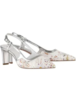 Leder-Slingpumps in Weiß/ Silber>Högl Sale