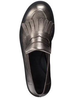 Paul Green Halbschuhe^Leder-Slipper in Braun/ Gold