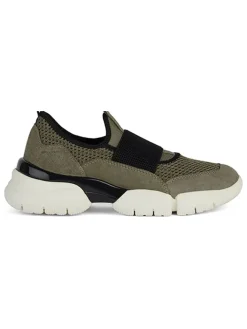 Geox Halbschuhe^Leder-Slipper "Adacter" in Khaki/ Schwarz