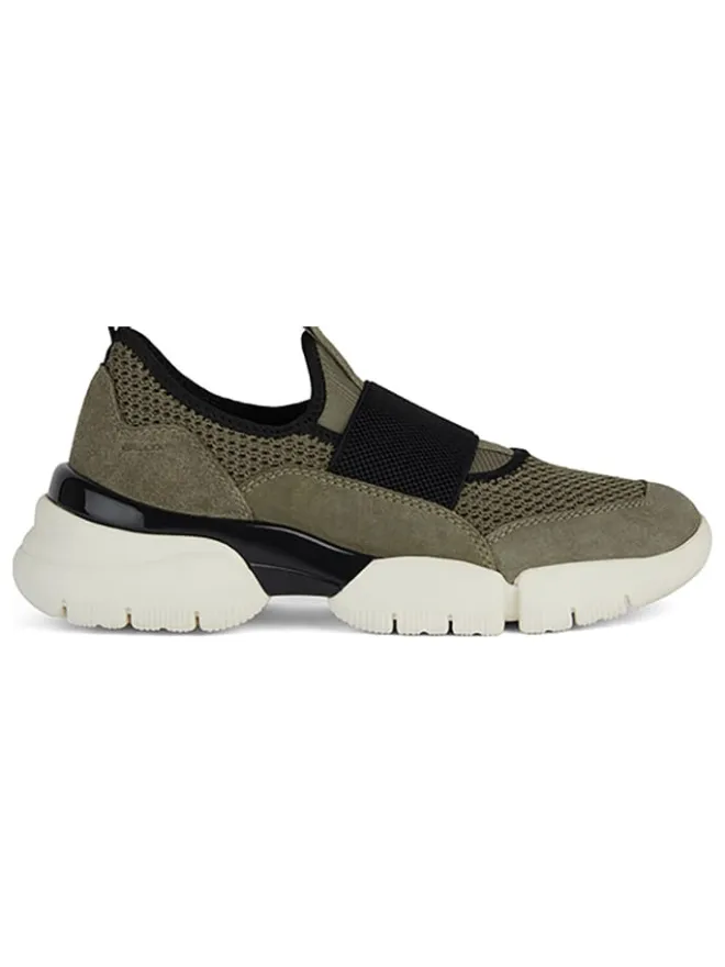 Geox Halbschuhe^Leder-Slipper "Adacter" in Khaki/ Schwarz