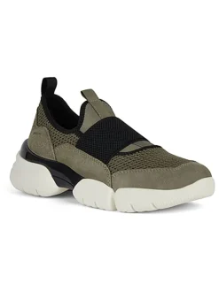 Geox Halbschuhe^Leder-Slipper "Adacter" in Khaki/ Schwarz