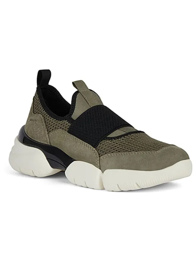 Geox Halbschuhe^Leder-Slipper "Adacter" in Khaki/ Schwarz