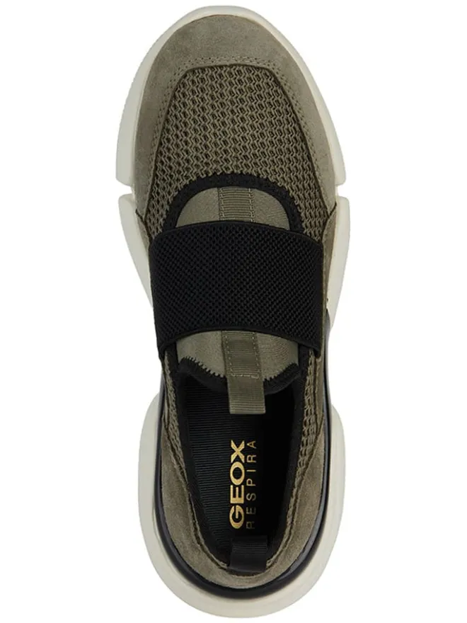 Geox Halbschuhe^Leder-Slipper "Adacter" in Khaki/ Schwarz