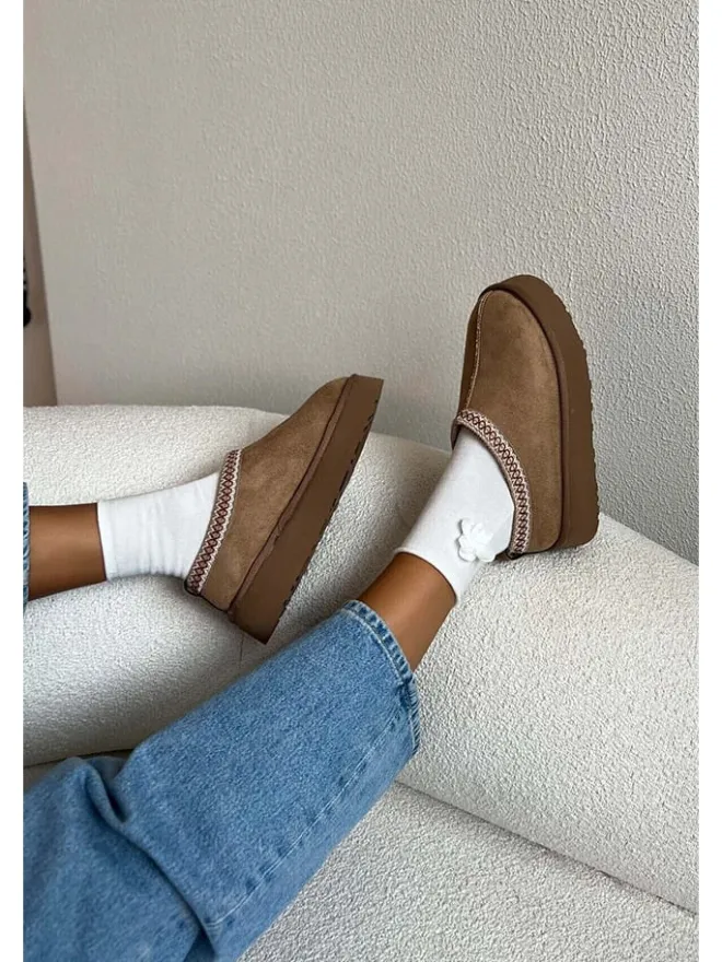 Leder-Slipper in Braun>trendyol Sale