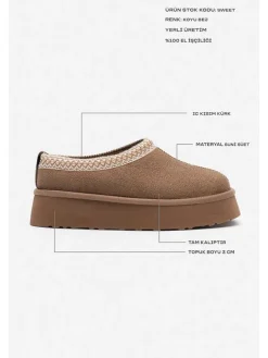 Leder-Slipper in Braun><noscript><img width=