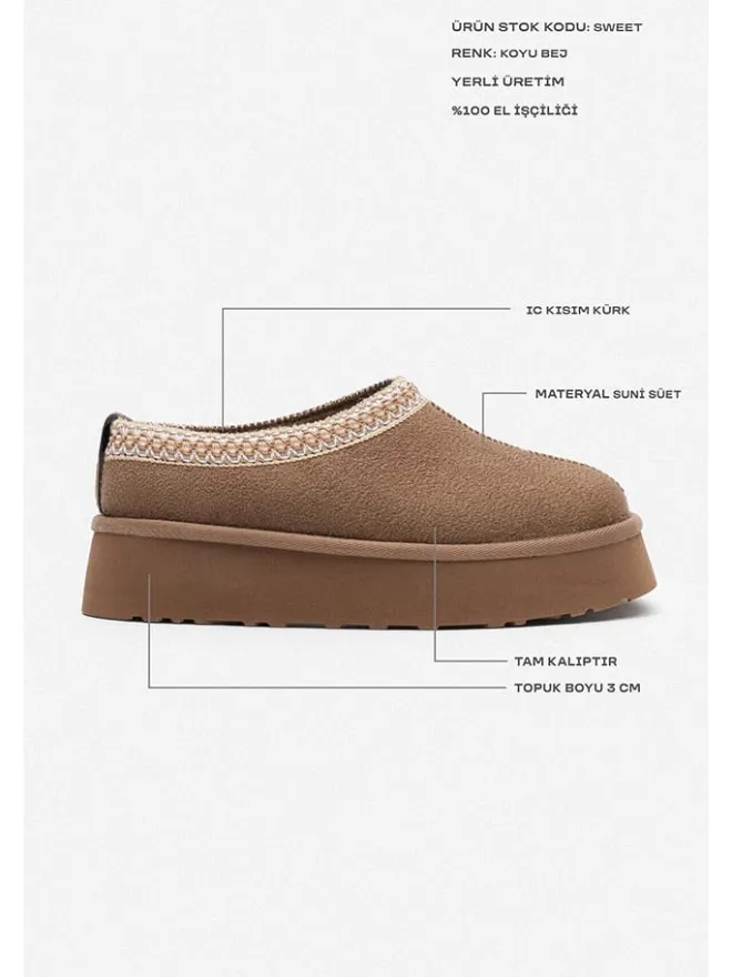 Leder-Slipper in Braun>trendyol Sale