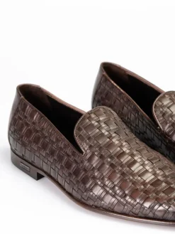Leder-Slipper in Braun><noscript><img width=