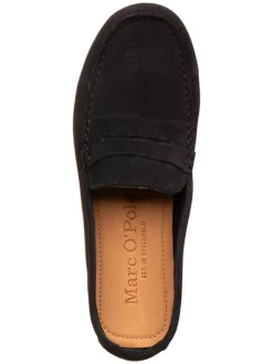Leder-Slipper in Dunkelblau><noscript><img width=