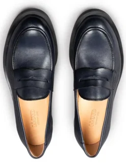 Leder-Slipper in Dunkelblau><noscript><img width=