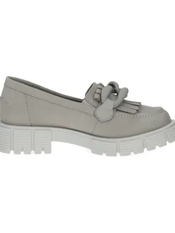 Leder-Slipper in Grau><noscript><img width=