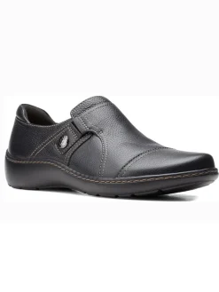 Clarks Halbschuhe^Leder-Slipper in Schwarz