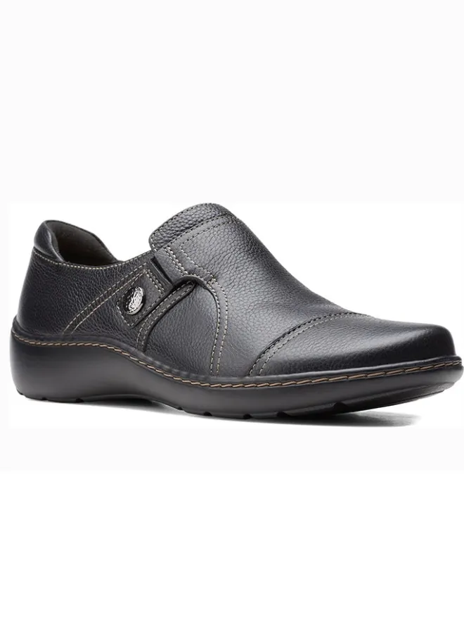 Clarks Halbschuhe^Leder-Slipper in Schwarz