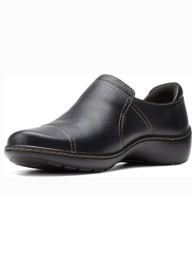 Clarks Halbschuhe^Leder-Slipper in Schwarz