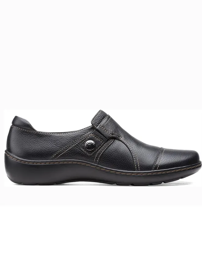 Clarks Halbschuhe^Leder-Slipper in Schwarz