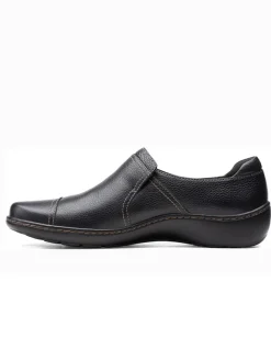Clarks Halbschuhe^Leder-Slipper in Schwarz