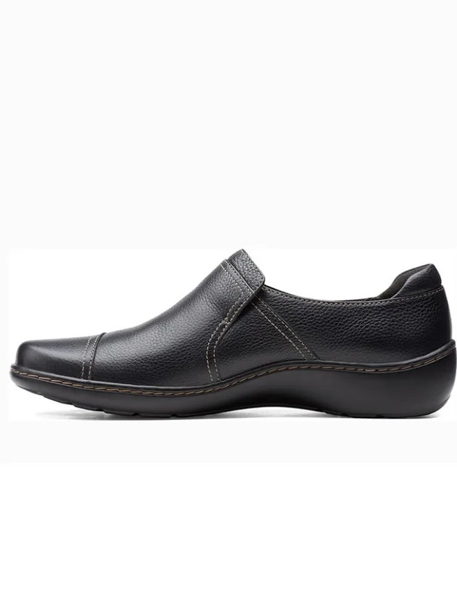 Clarks Halbschuhe^Leder-Slipper in Schwarz