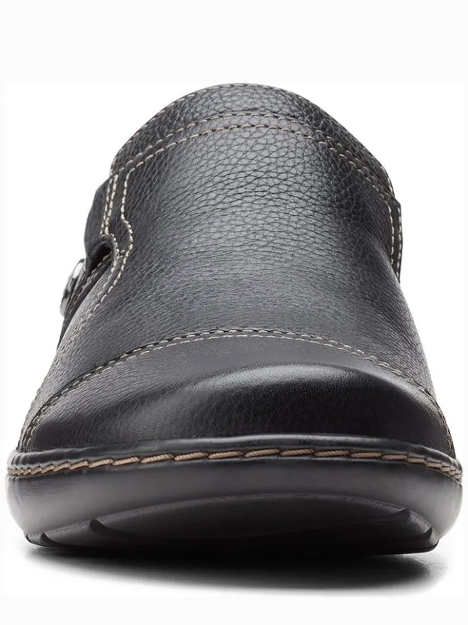 Clarks Halbschuhe^Leder-Slipper in Schwarz
