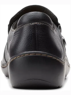 Clarks Halbschuhe^Leder-Slipper in Schwarz