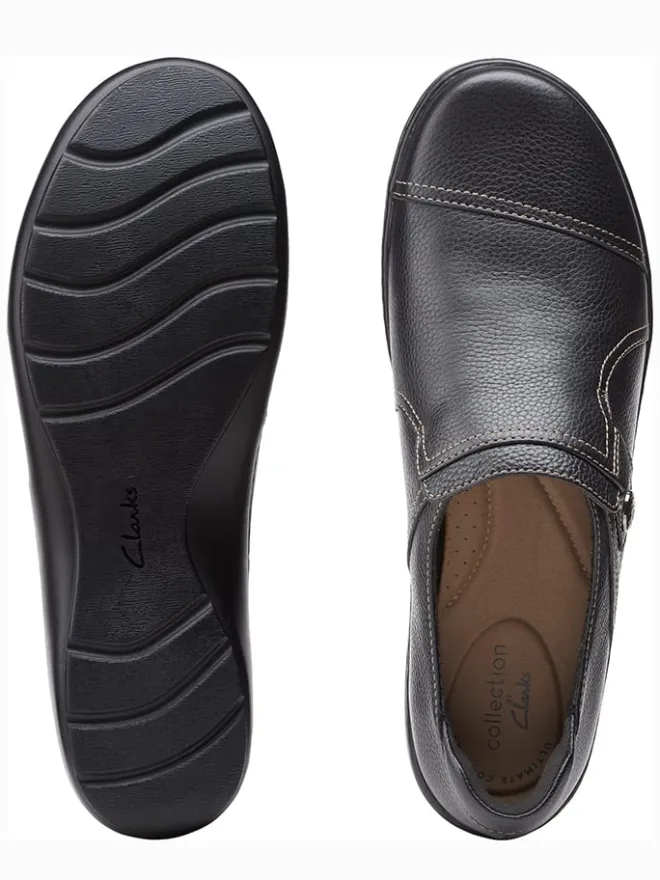 Clarks Halbschuhe^Leder-Slipper in Schwarz