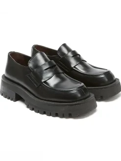 British Passport Halbschuhe^Leder-Slipper in Schwarz