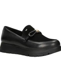 Wojas Halbschuhe^Leder-Slipper in Schwarz