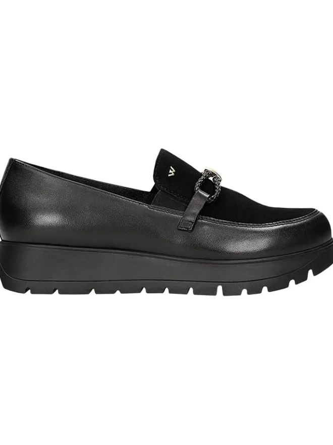 Wojas Halbschuhe^Leder-Slipper in Schwarz