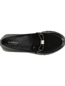 Wojas Halbschuhe^Leder-Slipper in Schwarz