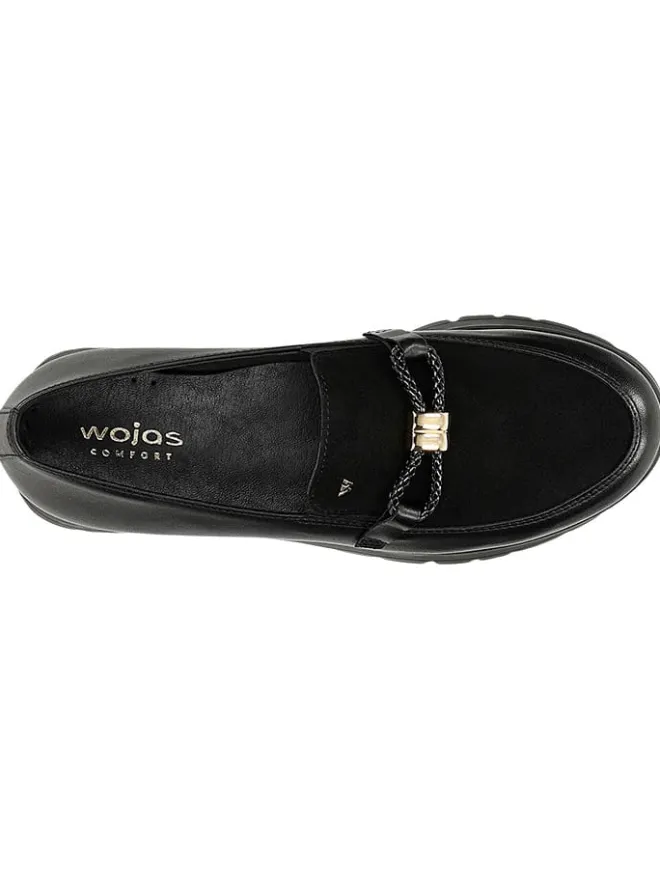 Wojas Halbschuhe^Leder-Slipper in Schwarz