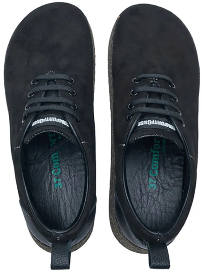 Comfortfusse Halbschuhe|Halbschuhe^Leder-Slipper in Schwarz