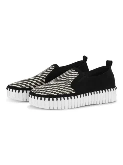 Ilse Jacobsen Halbschuhe^Leder-Slipper in Schwarz/ Creme