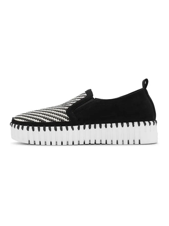 Ilse Jacobsen Halbschuhe^Leder-Slipper in Schwarz/ Creme