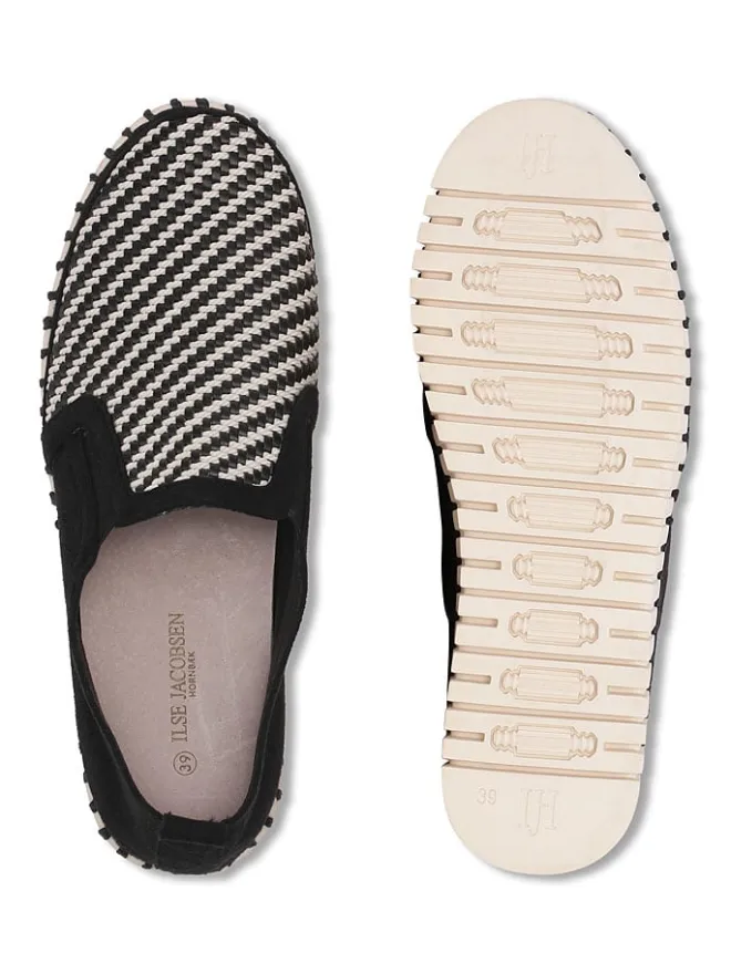 Ilse Jacobsen Halbschuhe^Leder-Slipper in Schwarz/ Creme