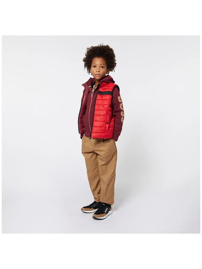 Hugo Boss Kids Halbschuhe·Slipper^Leder-Slipper in Schwarz/ Hellbraun