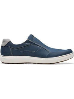Clarks Halbschuhe^Leder-Slipper "Mapstone Step" in Dunkelblau