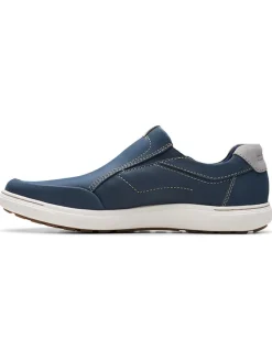 Clarks Halbschuhe^Leder-Slipper "Mapstone Step" in Dunkelblau